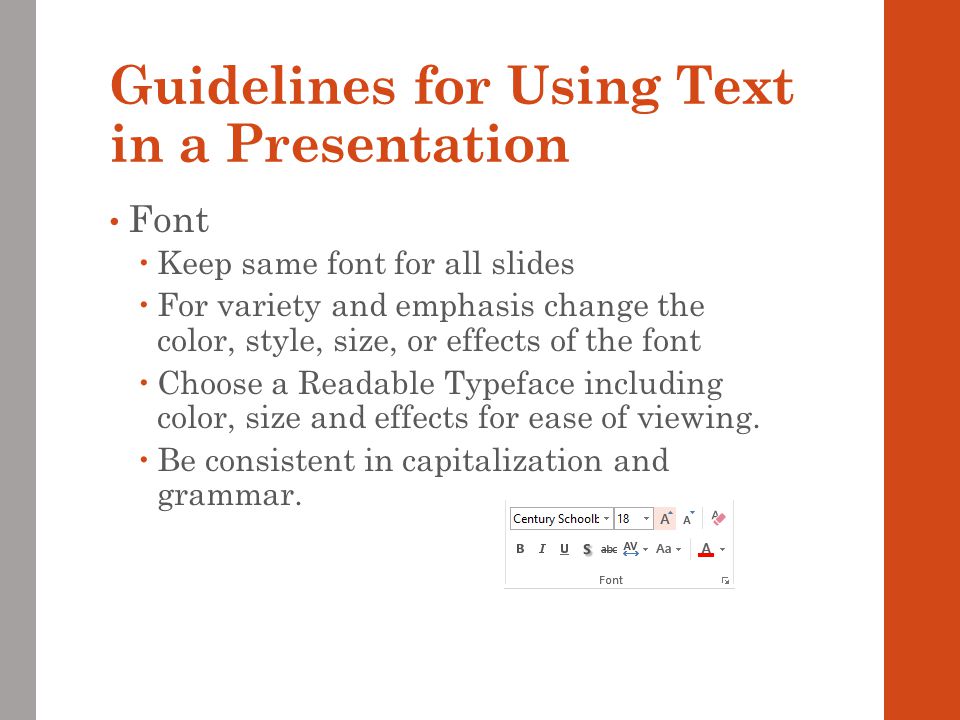 Guidelines for Using Text in a Presentation