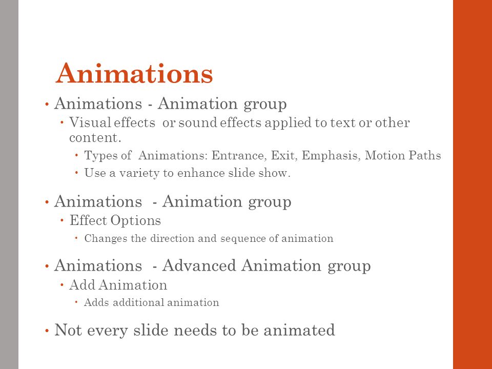 Animations Animations - Animation group Animations - Animation group