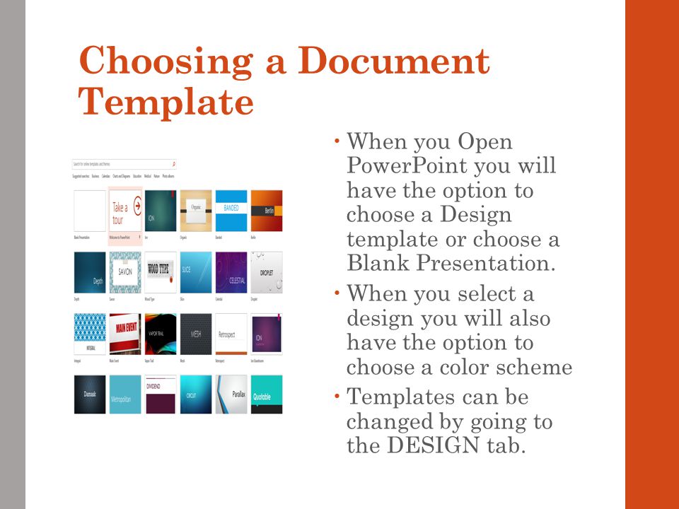 Choosing a Document Template