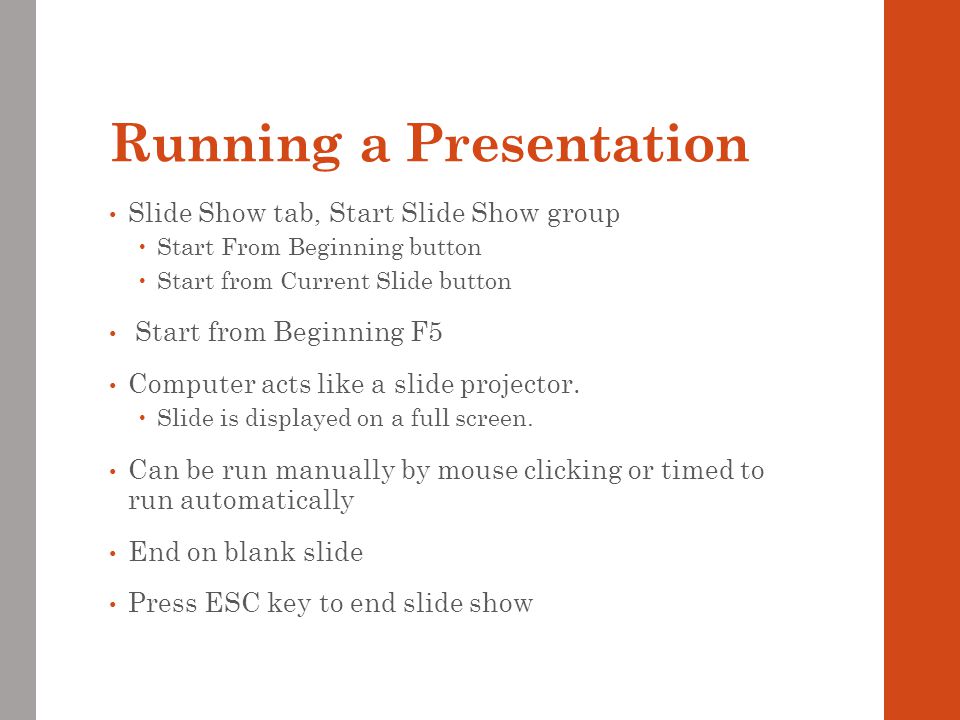 Running a Presentation