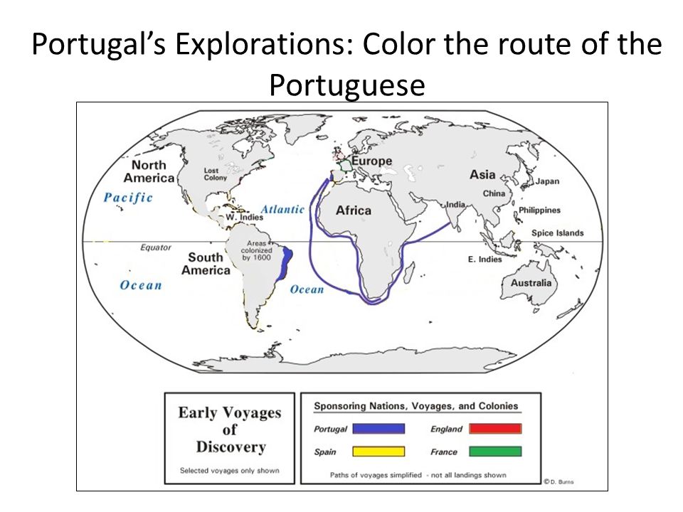 Portugal’s Explorations: Color the route of the Portuguese