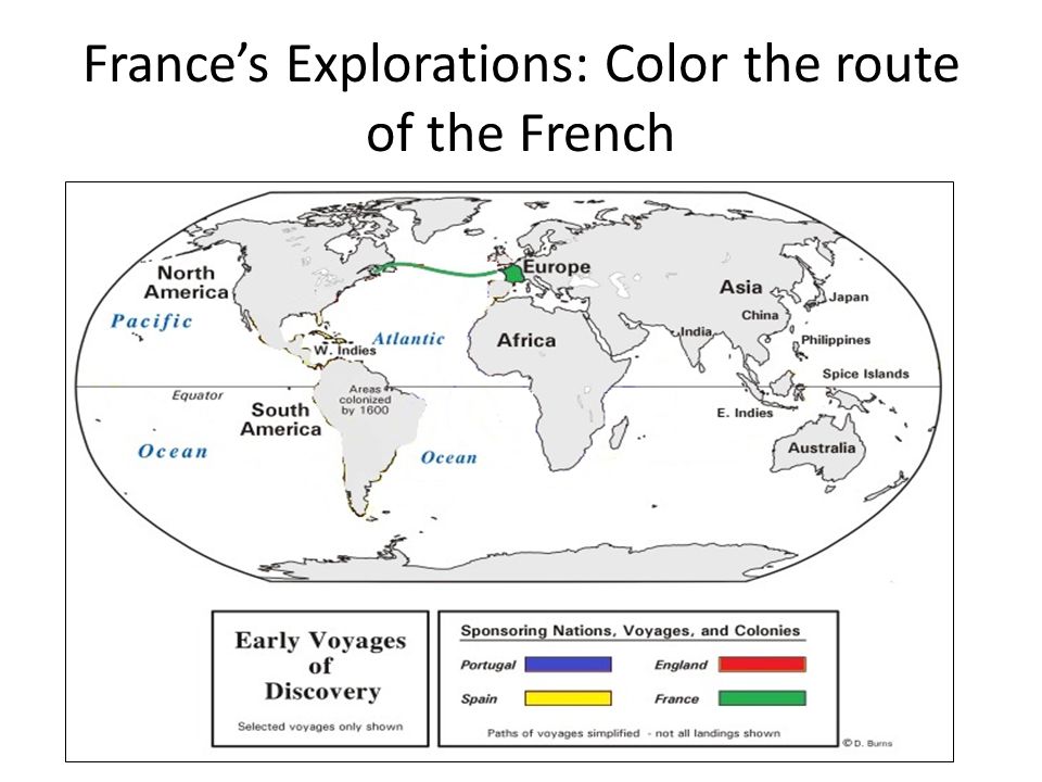 France’s Explorations: Color the route of the French