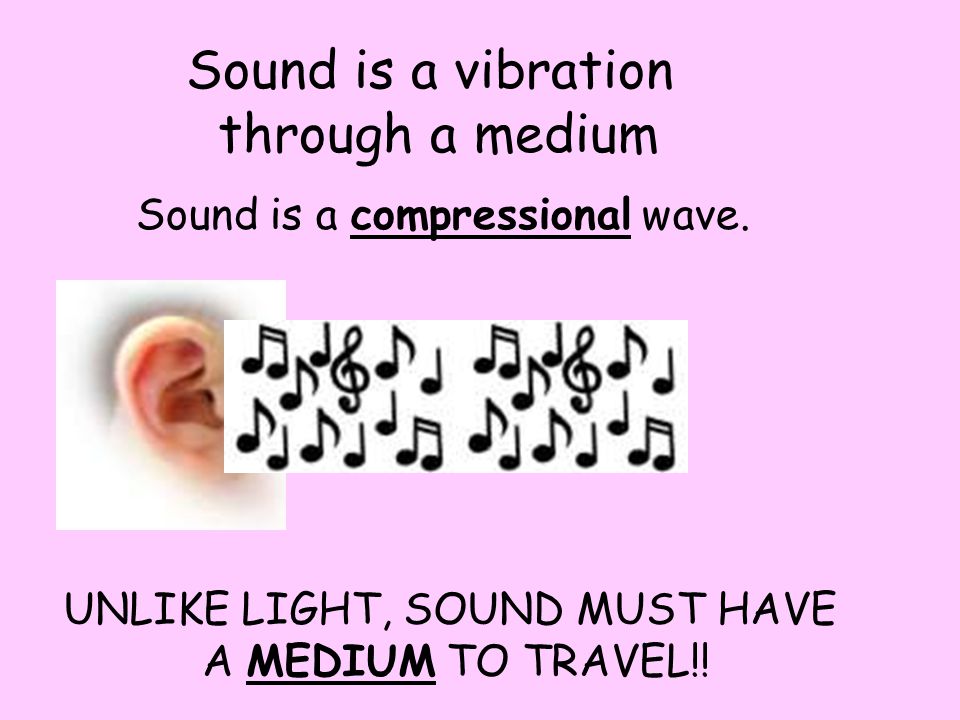 Sound is a vibration through a medium Sound is a compressional wave.