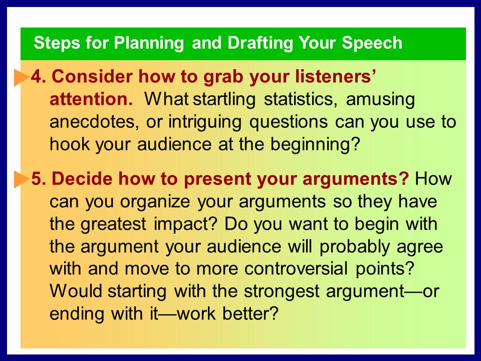 Steps for Planning and Drafting Your Speech
