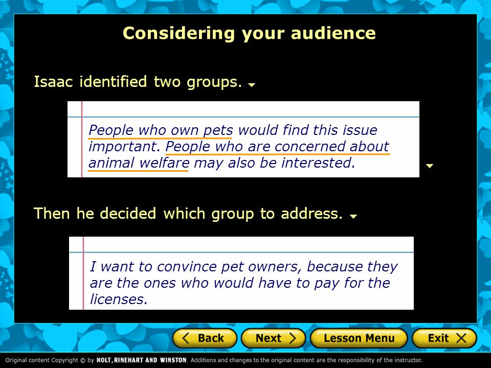 Considering your audience