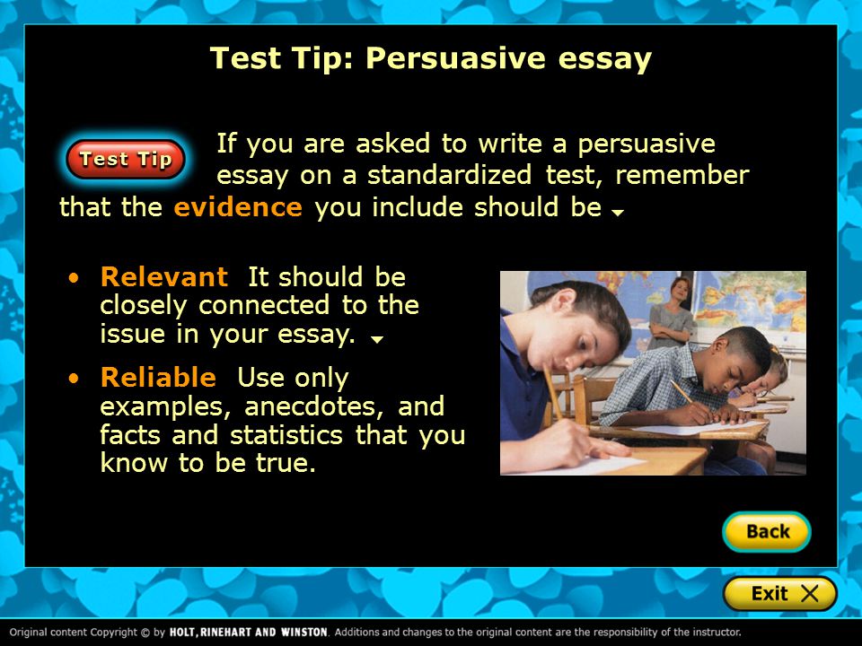 Test Tip: Persuasive essay