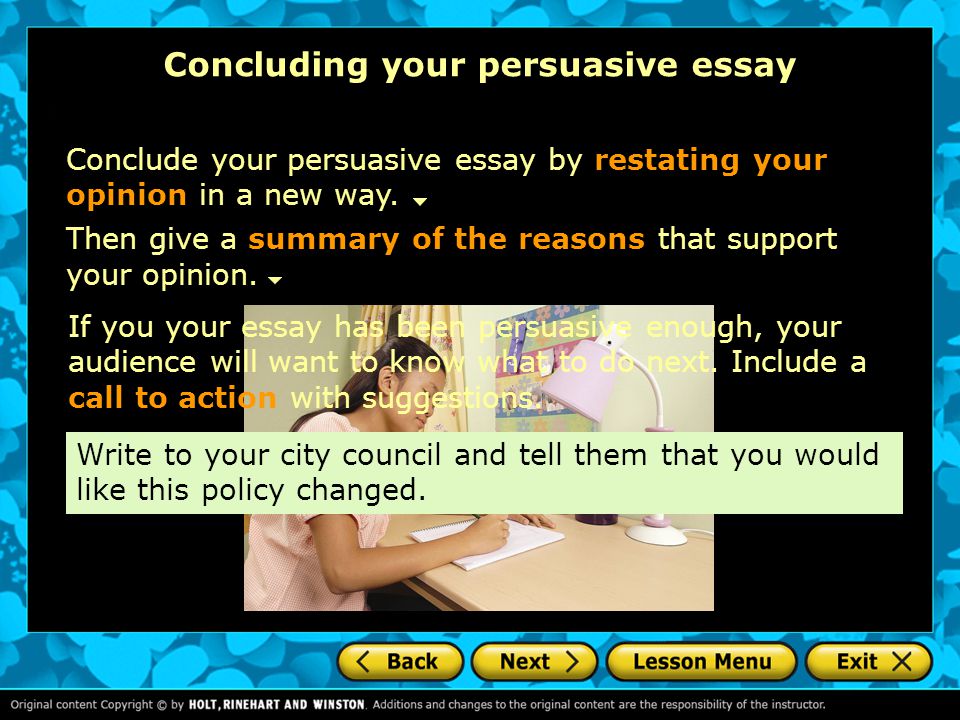 Concluding your persuasive essay
