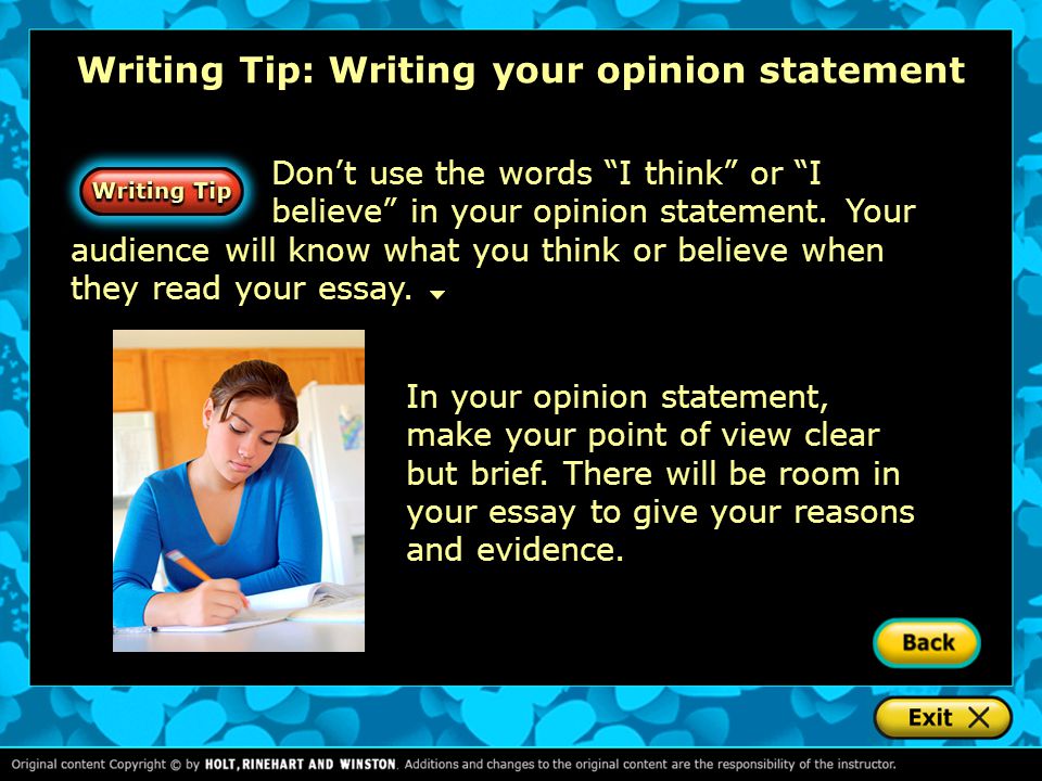 Writing Tip: Writing your opinion statement