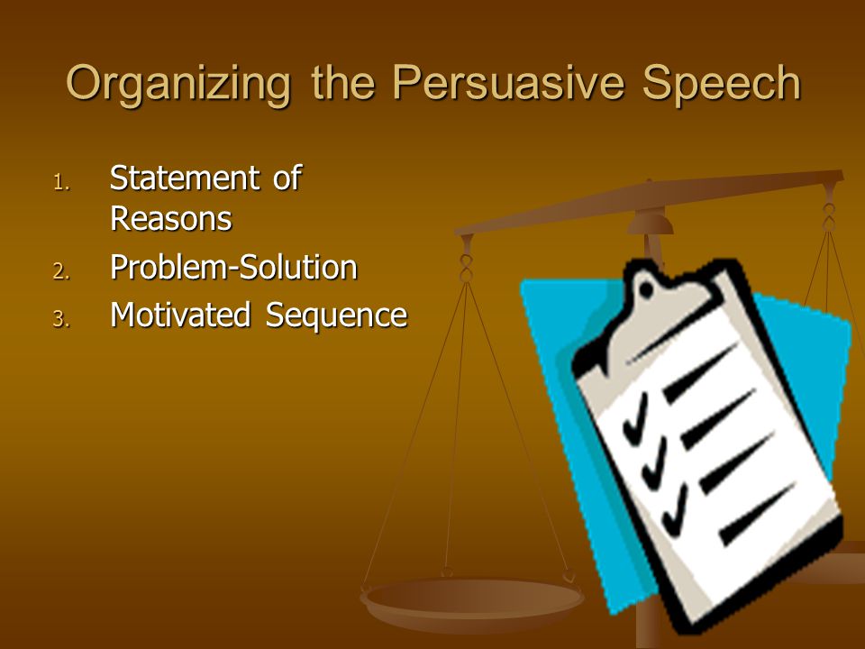 Organizing the Persuasive Speech