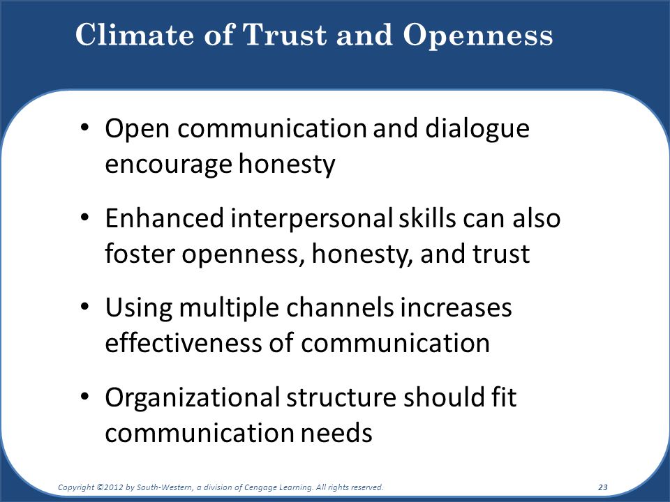 Climate of Trust and Openness