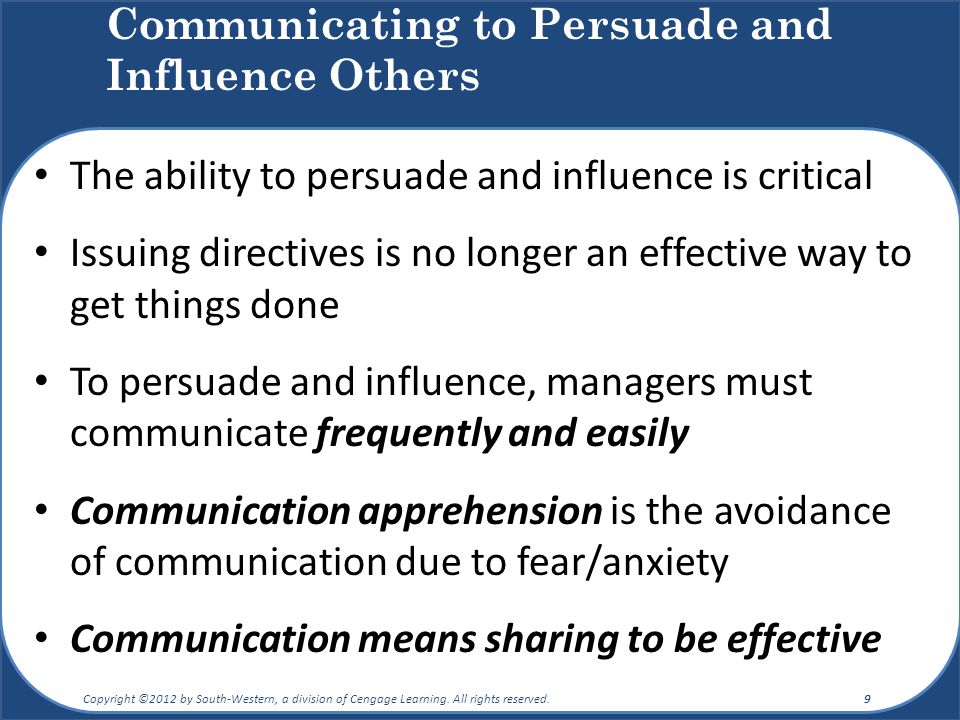 Communicating to Persuade and Influence Others
