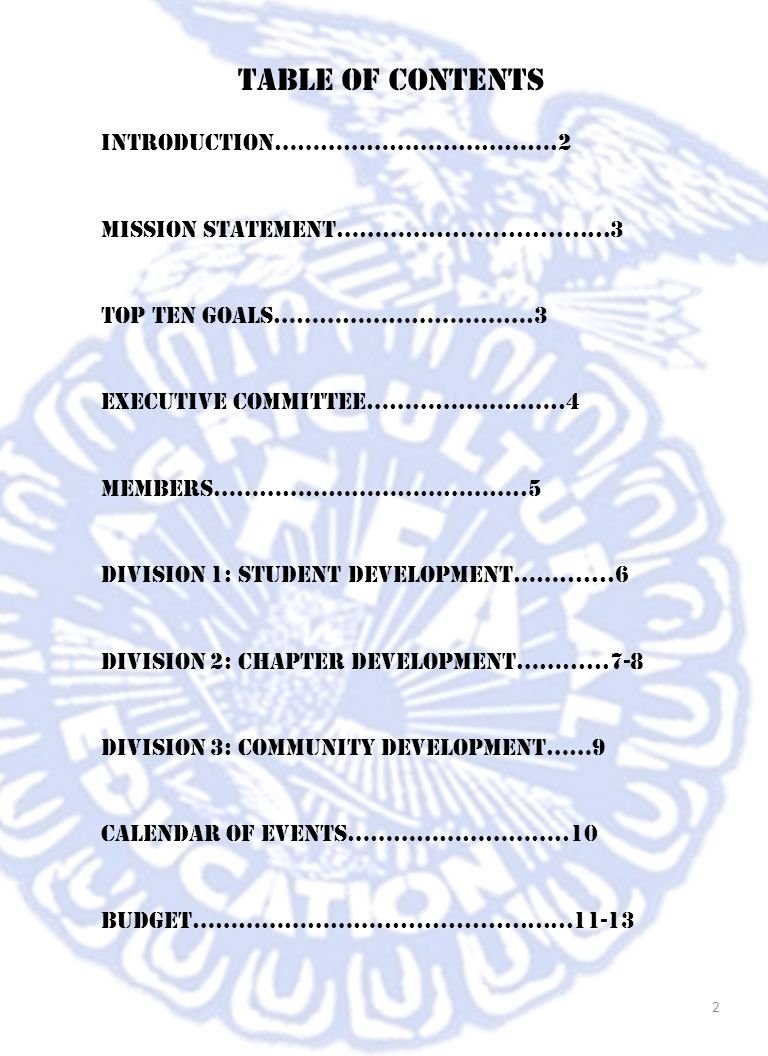 Table of Contents Introduction……………………………….2