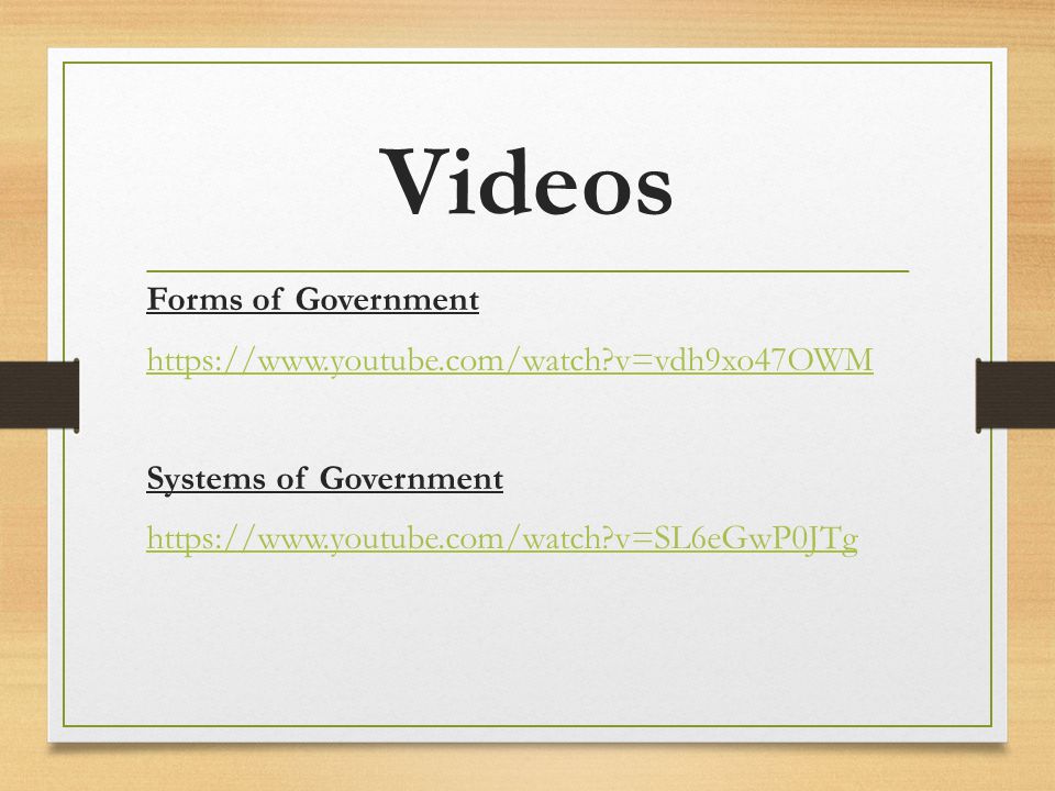 Videos Forms of Government   v=vdh9xo47OWM