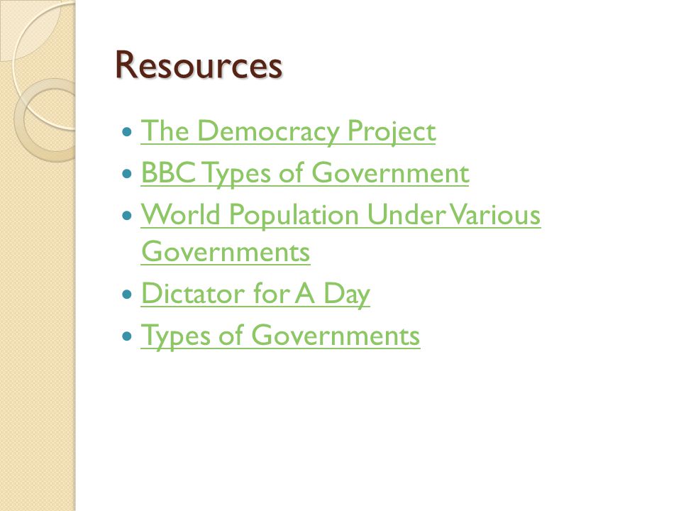 Resources The Democracy Project BBC Types of Government