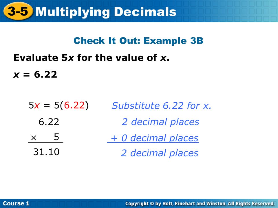3-5 Multiplying Decimals  Check It Out: Example 3B