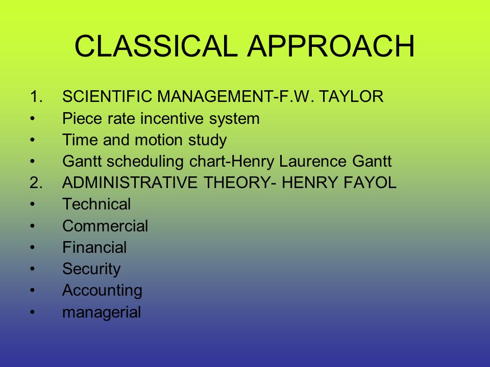 classical school of thought in management