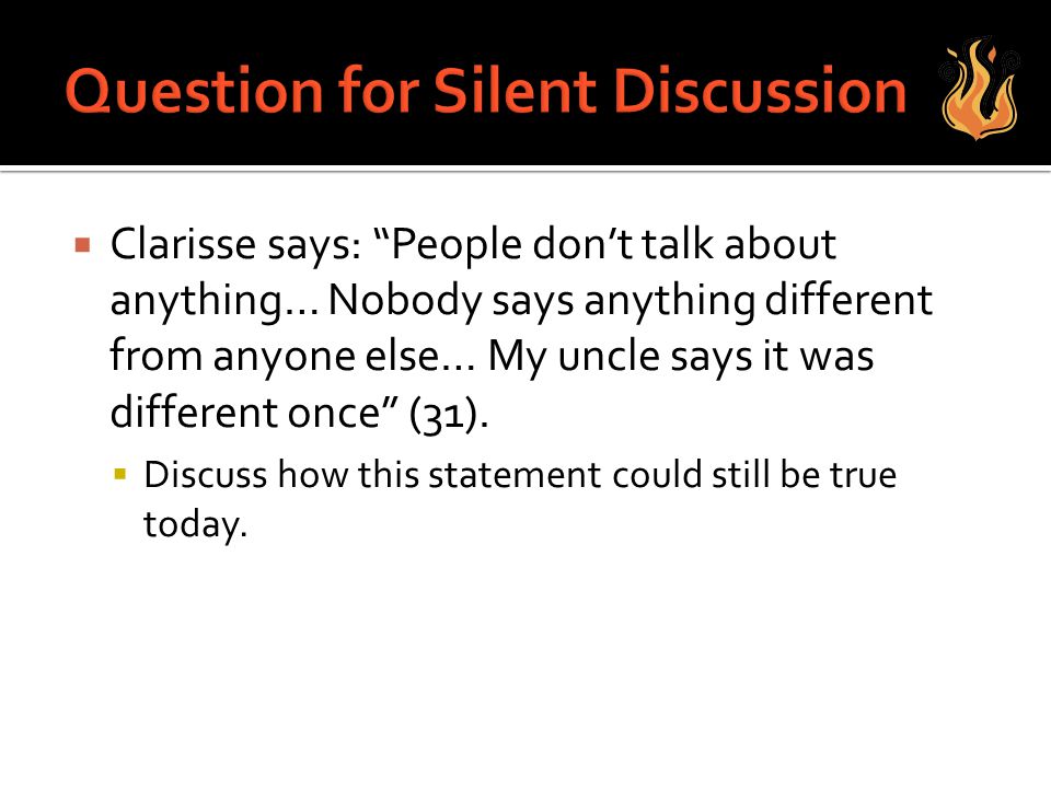 Question for Silent Discussion