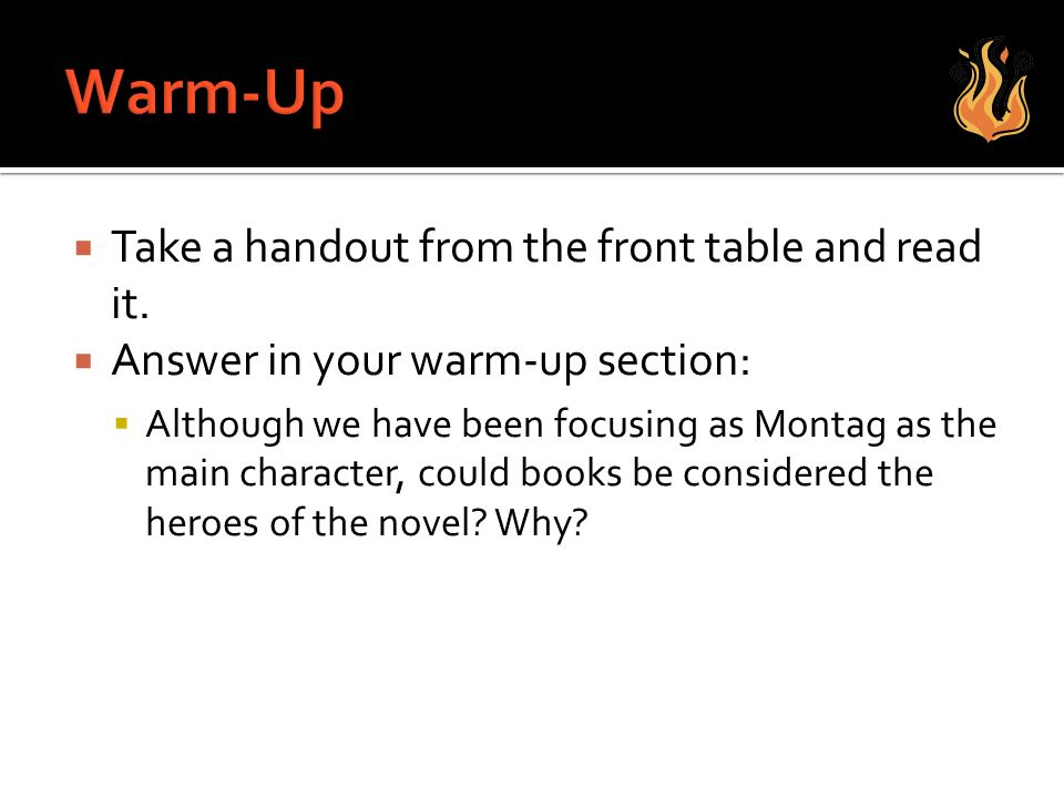 Warm-Up Take a handout from the front table and read it.