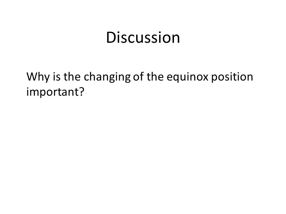 Discussion Why is the changing of the equinox position important
