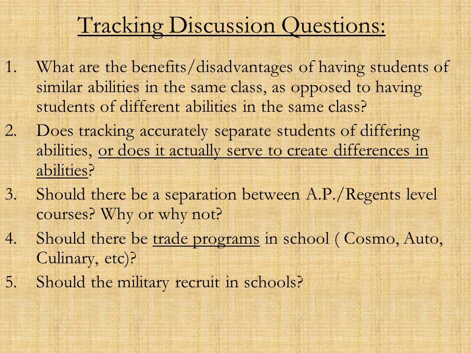 Tracking Discussion Questions: