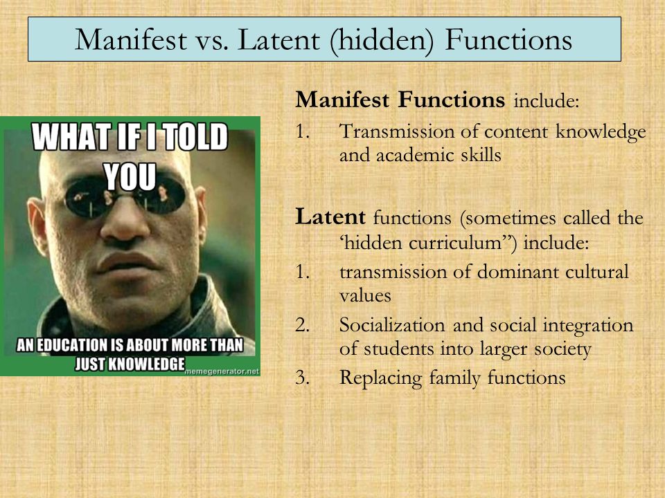 manifest vs latent functions