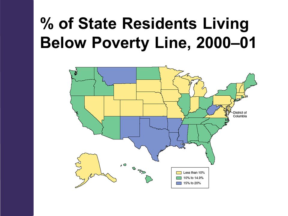% of State Residents Living Below Poverty Line, 2000–01