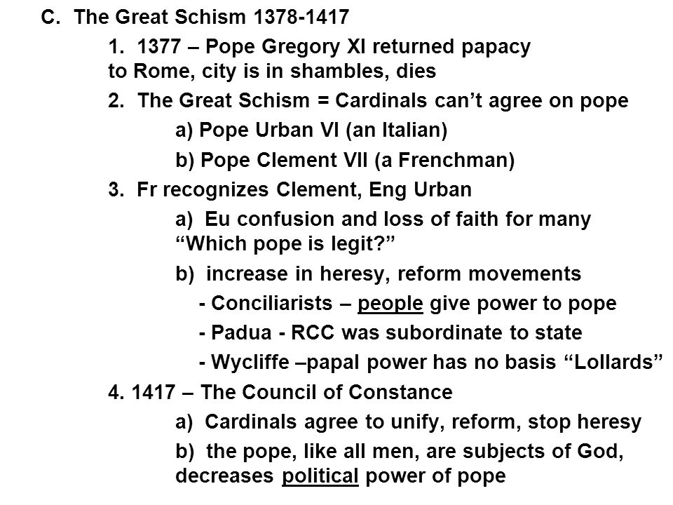 C. The Great Schism