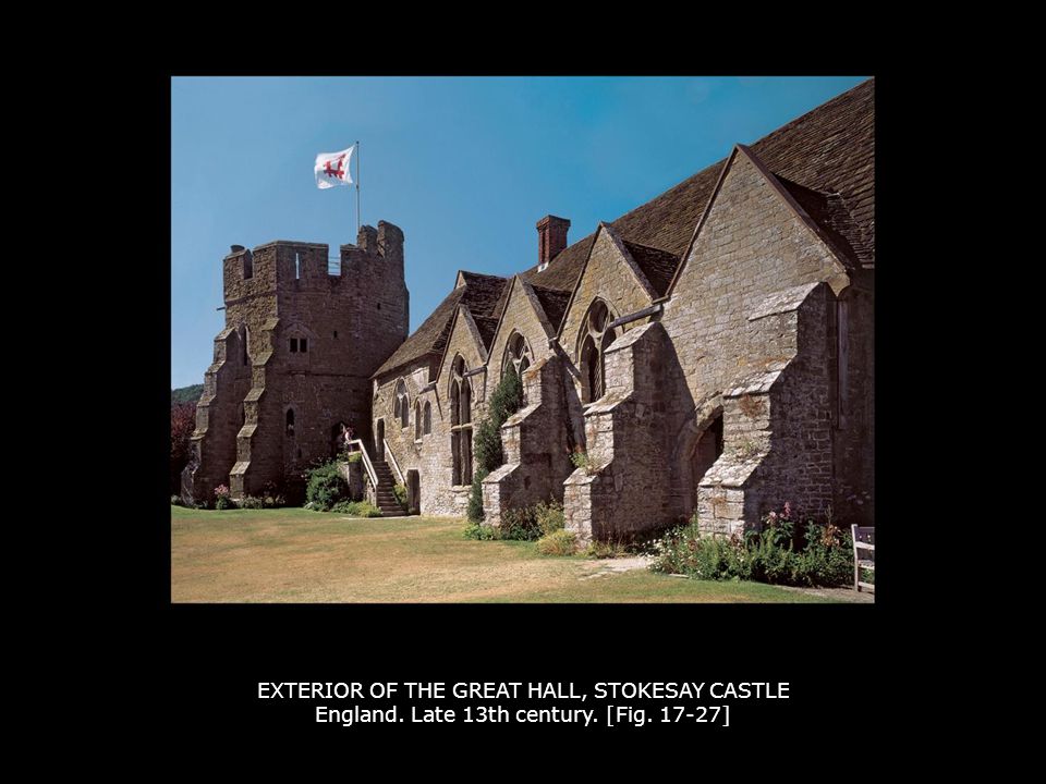 EXTERIOR OF THE GREAT HALL, STOKESAY CASTLE England. Late 13th century