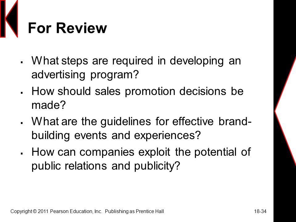 For Review What steps are required in developing an advertising program How should sales promotion decisions be made