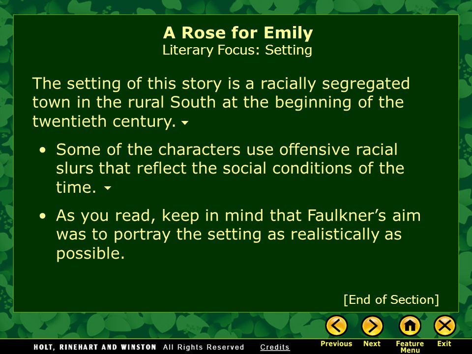 a rose for emily setting importance