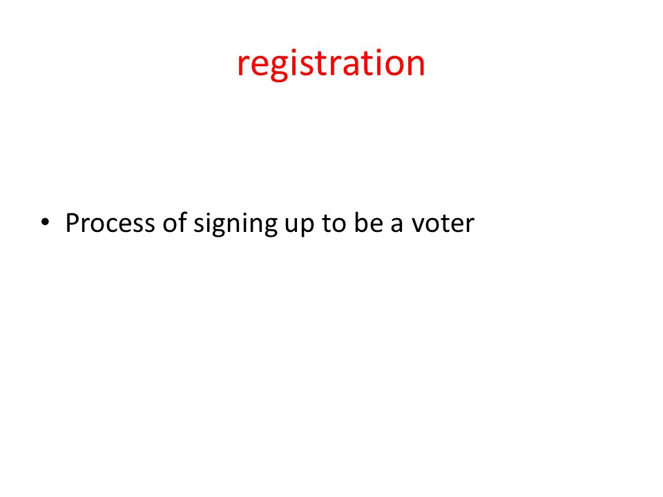 registration Process of signing up to be a voter