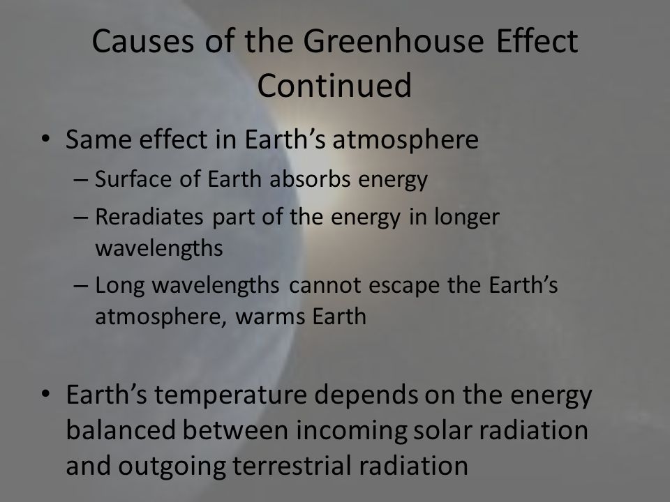 Causes of the Greenhouse Effect Continued