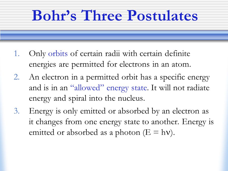 Bohr’s Three Postulates