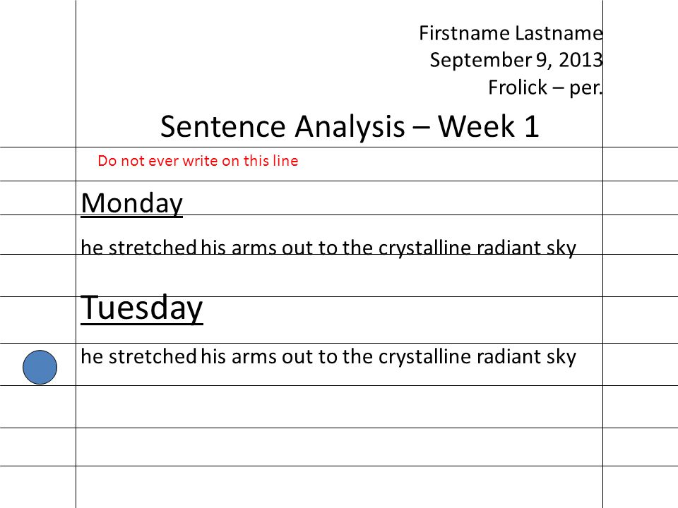 Sentence Analysis – Week 1