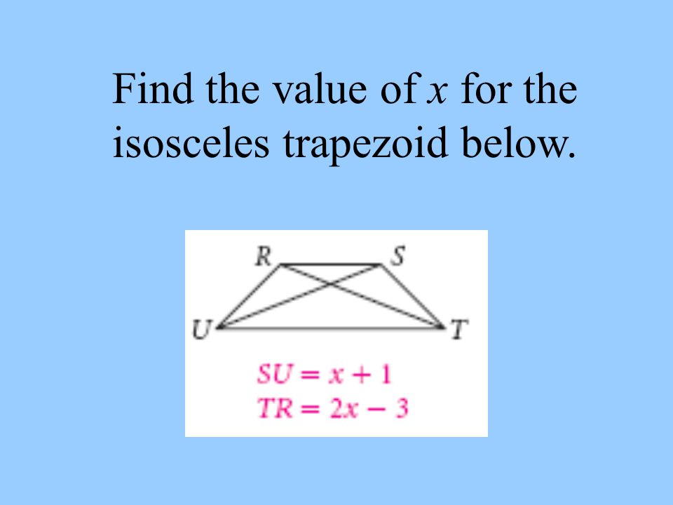 Find the value of x for the isosceles trapezoid below.