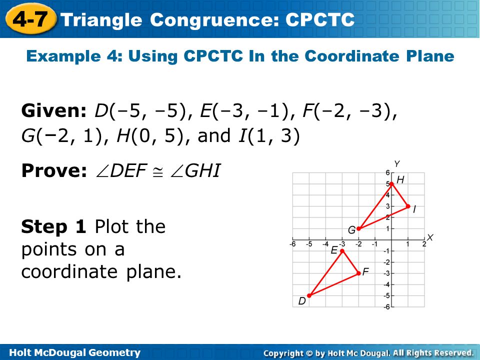 Example 4: Using CPCTC In the Coordinate Plane