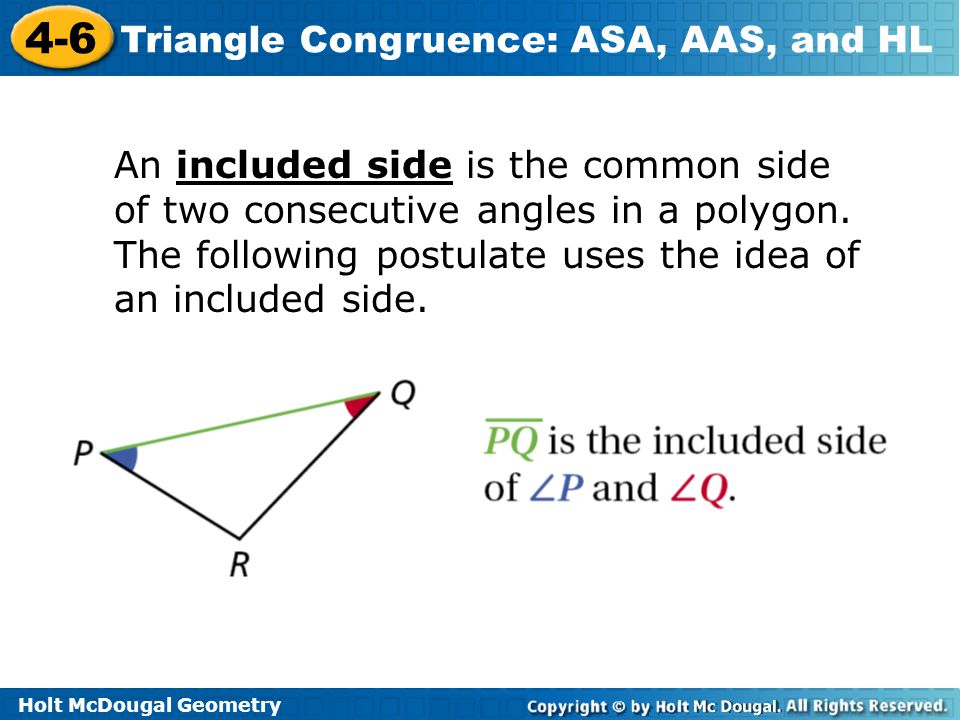 An included side is the common side of two consecutive angles in a polygon.