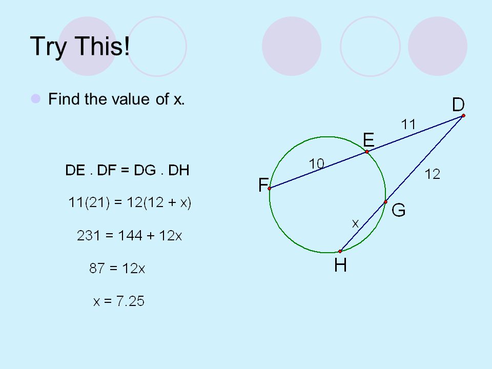 Try This! Find the value of x.