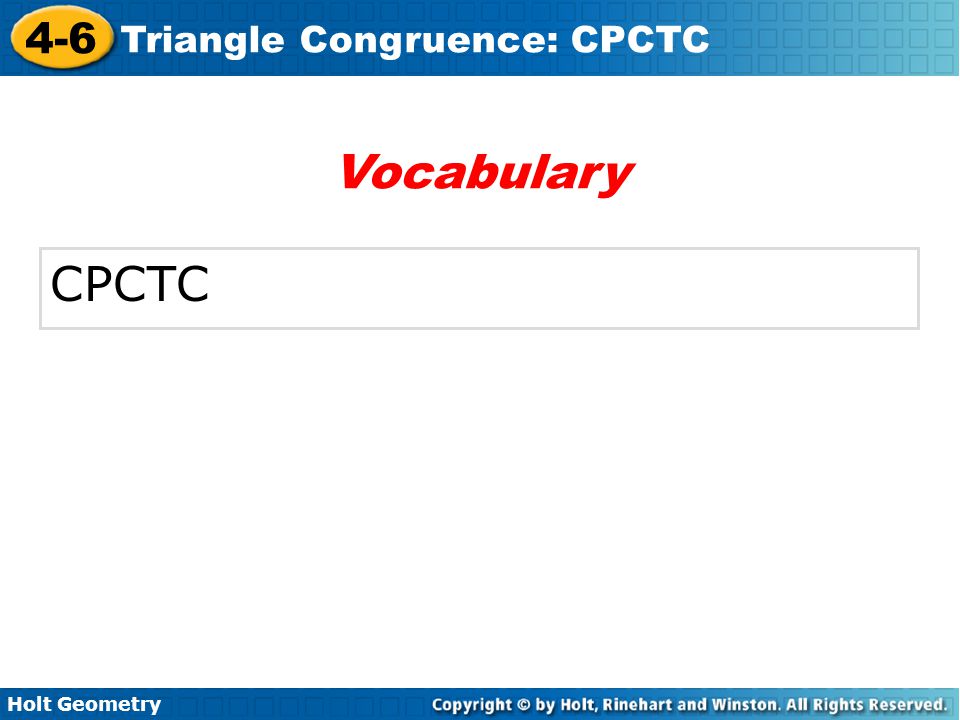 Vocabulary CPCTC