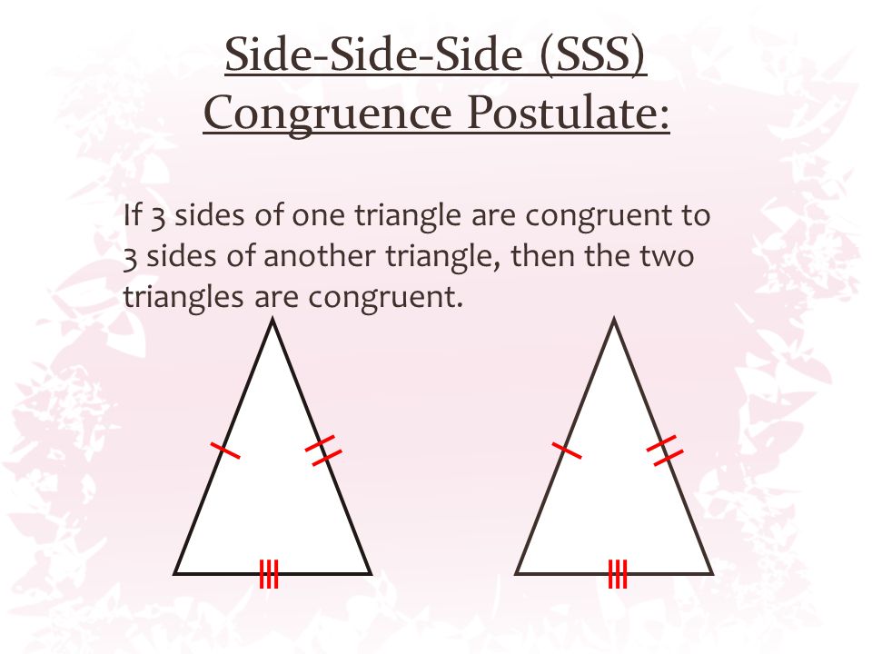 Side-Side-Side (SSS) Congruence Postulate: