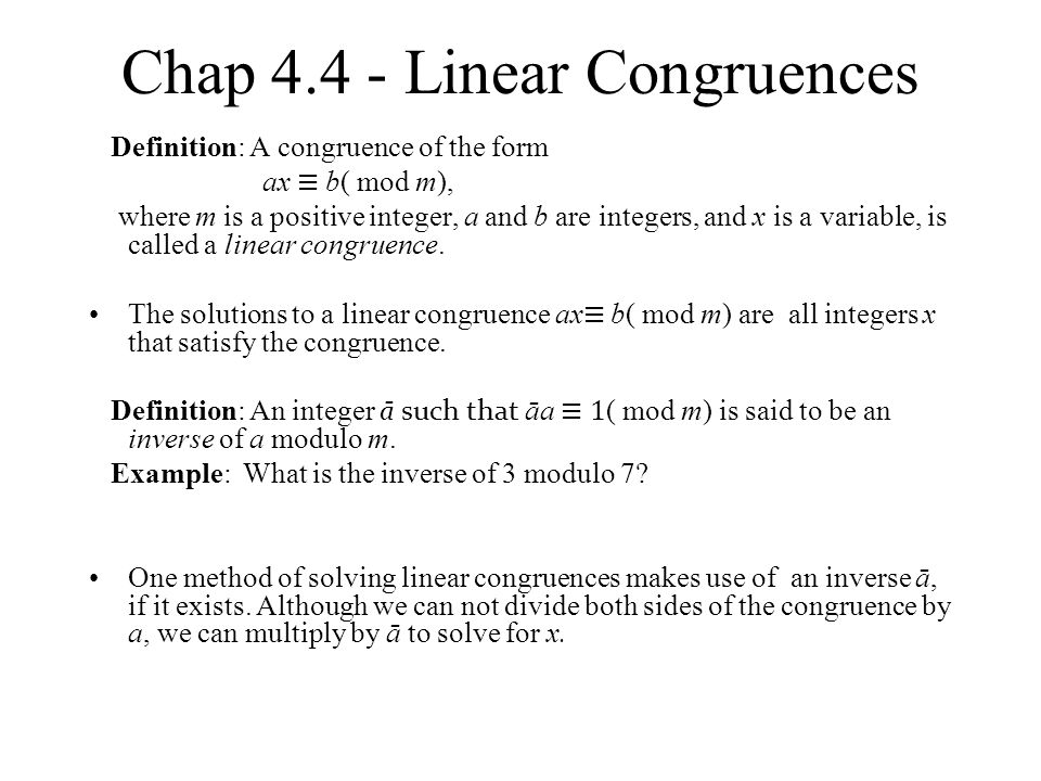 Chap Linear Congruences