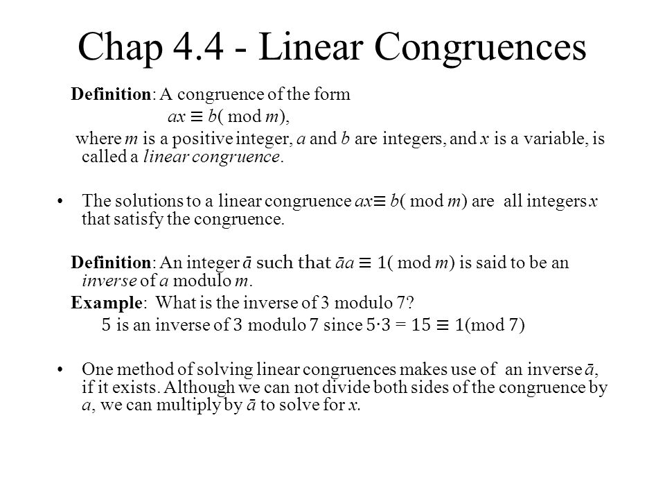 Chap Linear Congruences