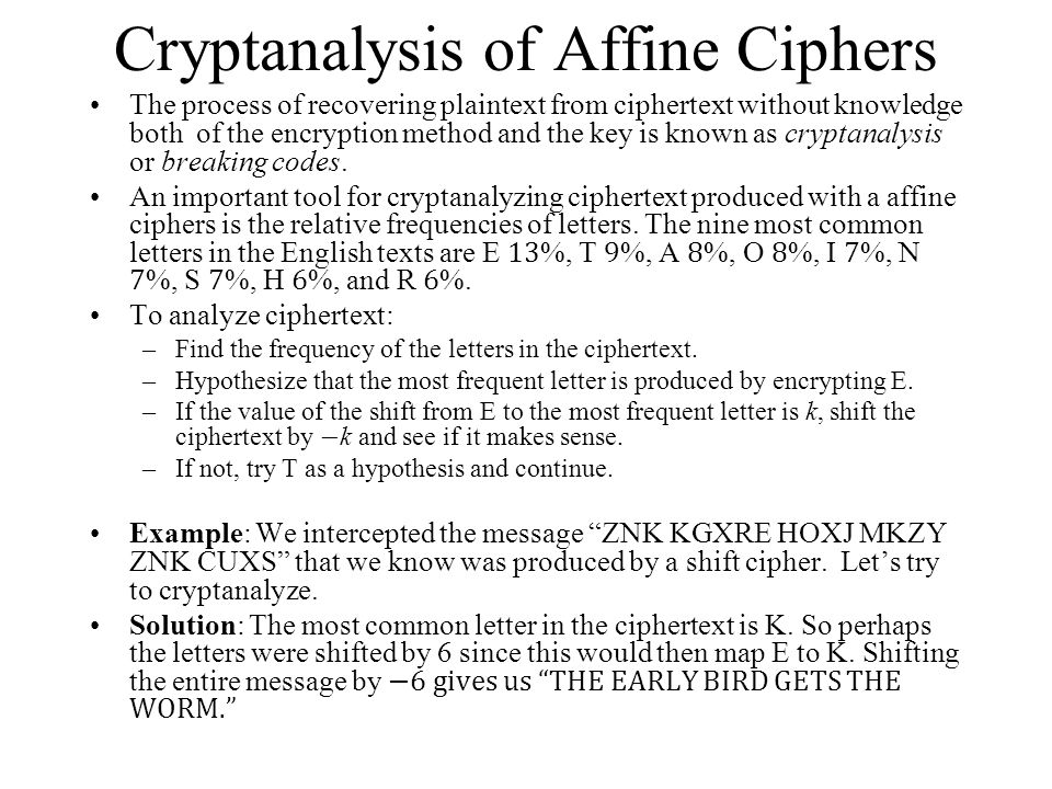 Cryptanalysis of Affine Ciphers
