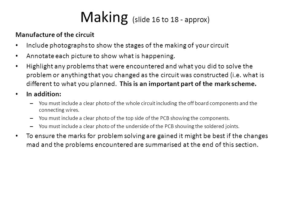 Making (slide 16 to 18 - approx)