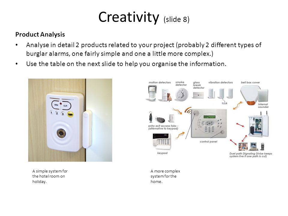 Creativity (slide 8) Product Analysis