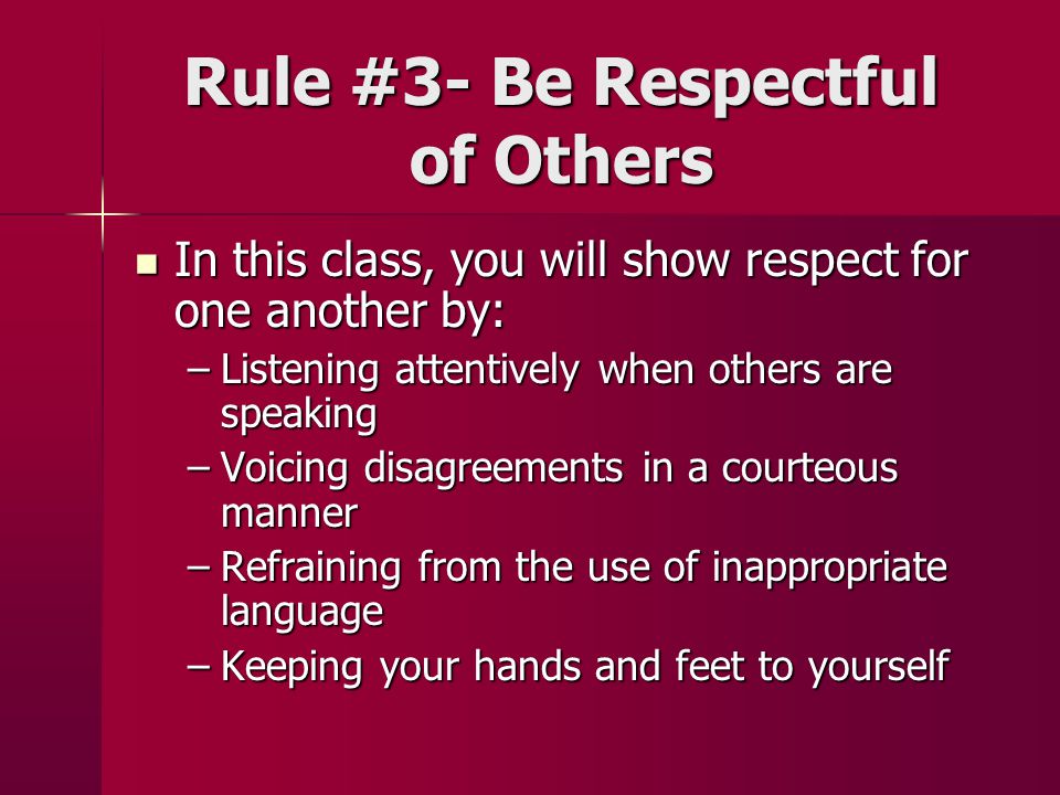 Rule #3- Be Respectful of Others
