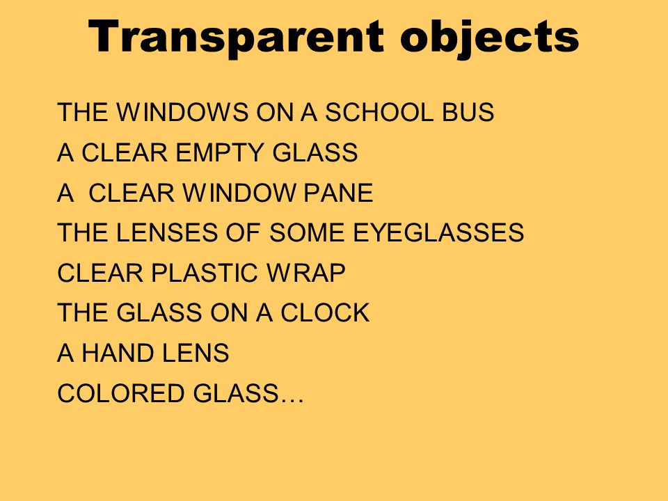 examples of translucent objects for kids