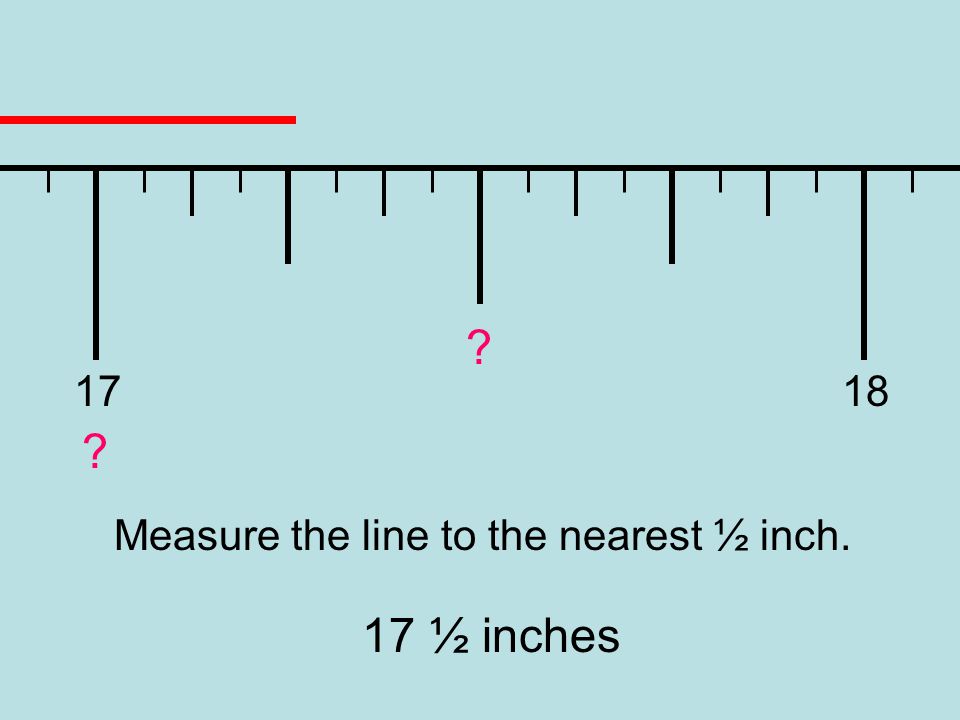 Measure the line to the nearest ½ inch. 17 ½ inches