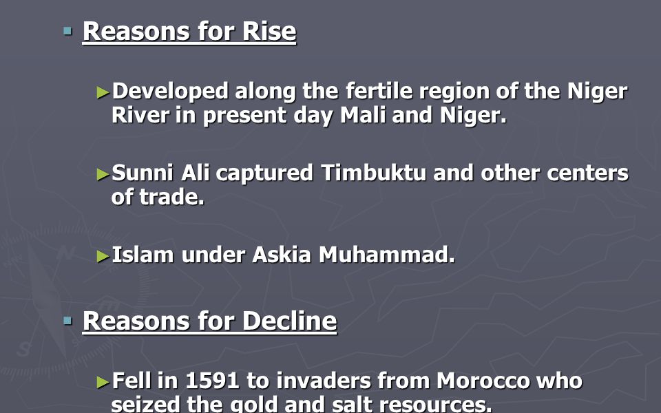 Reasons for Rise Reasons for Decline