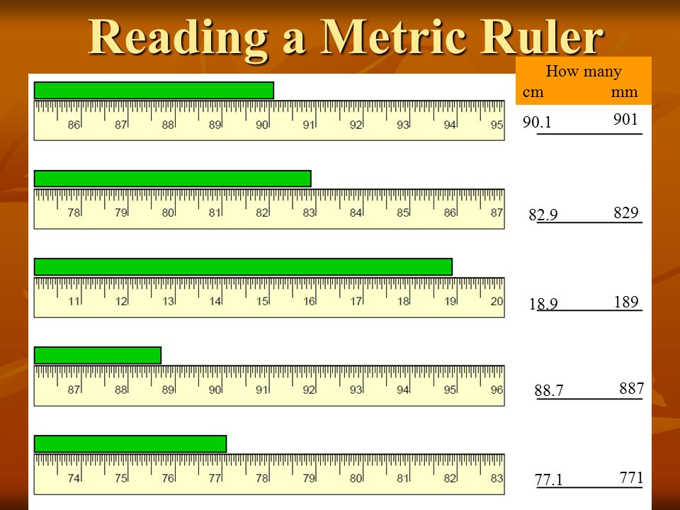 Reading a Metric Ruler How many cm mm.